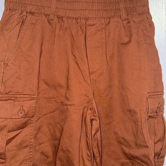 Forever 21 Rust Cargo Pants With Elastic Waist & Drawstring Hem - Picture 2 of 9